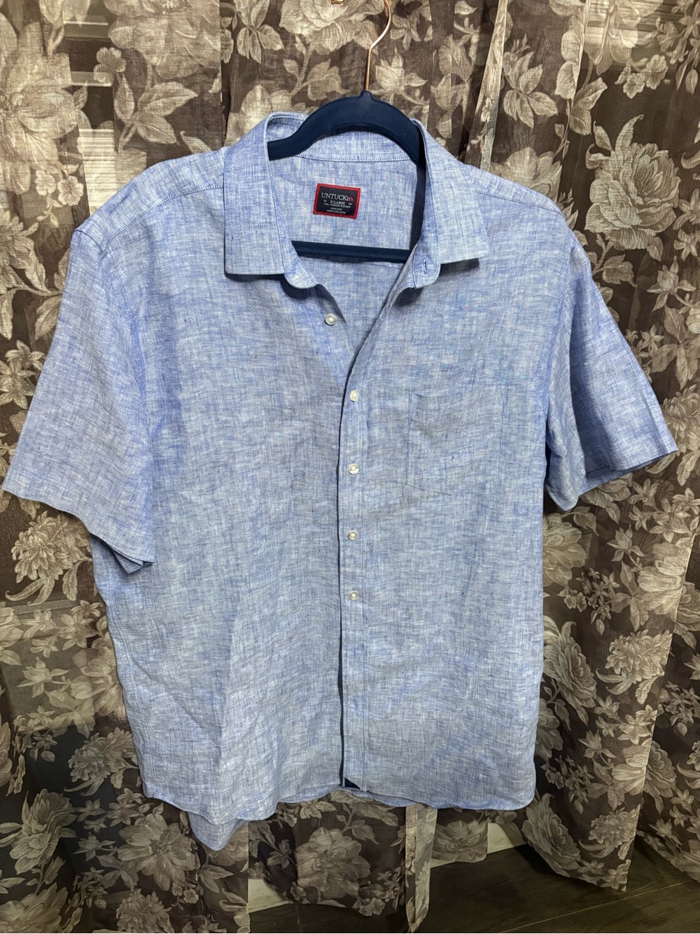 UNTUCKit Light Blue Heather Short-Sleeve Button-Down Shirt